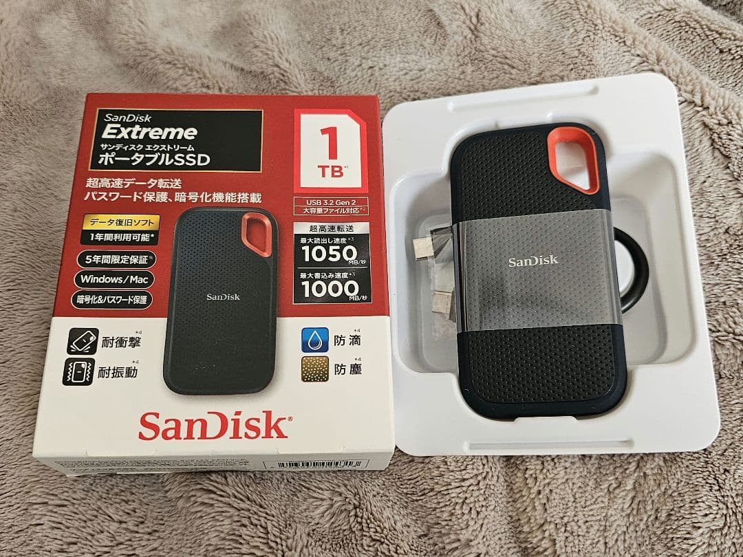 外付けハードディスク・ドライブ SanDisk Extreme Portable SSD 1TB