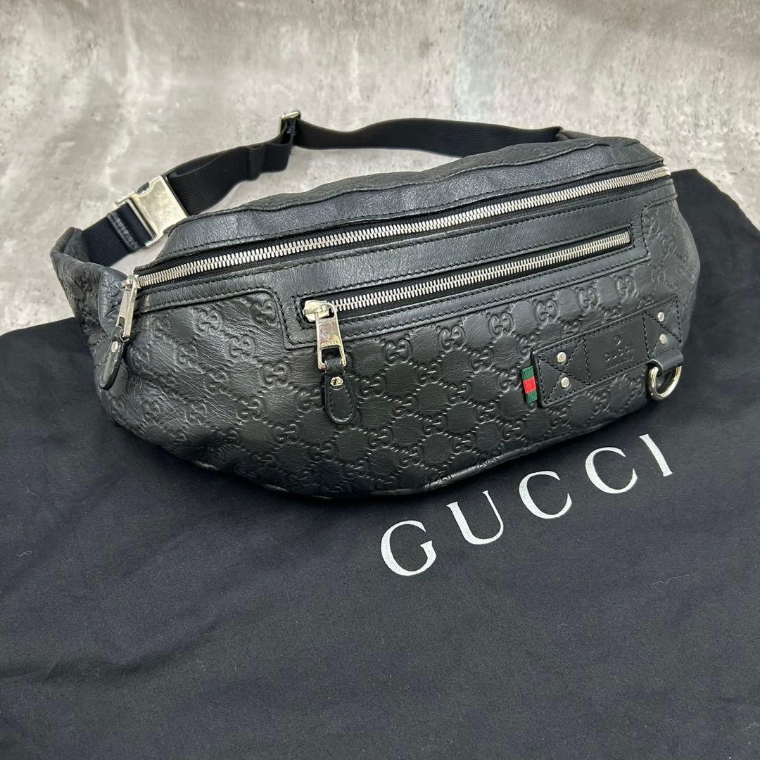 【美品】 グッチ ボディーバッグ 2way ショルダー GG シマ シェリー