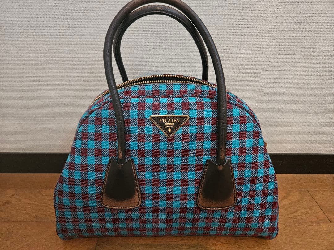 紗栄子さん愛用 PRADA ギンガムチェックボーリングバッグ 最終値下げ