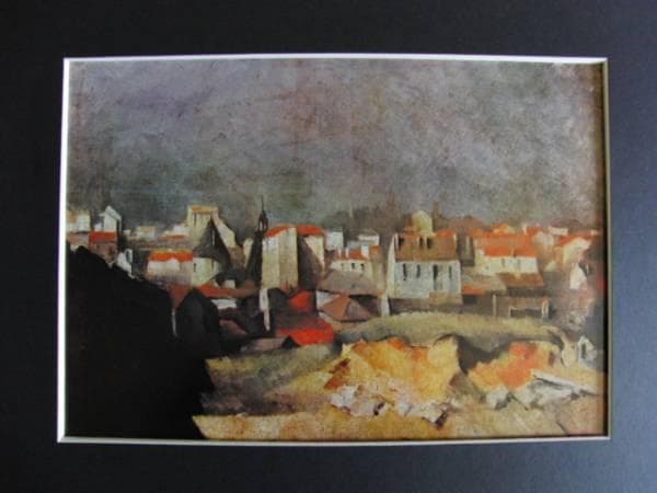 佐伯祐三 、パリ望遠、画集画、額付