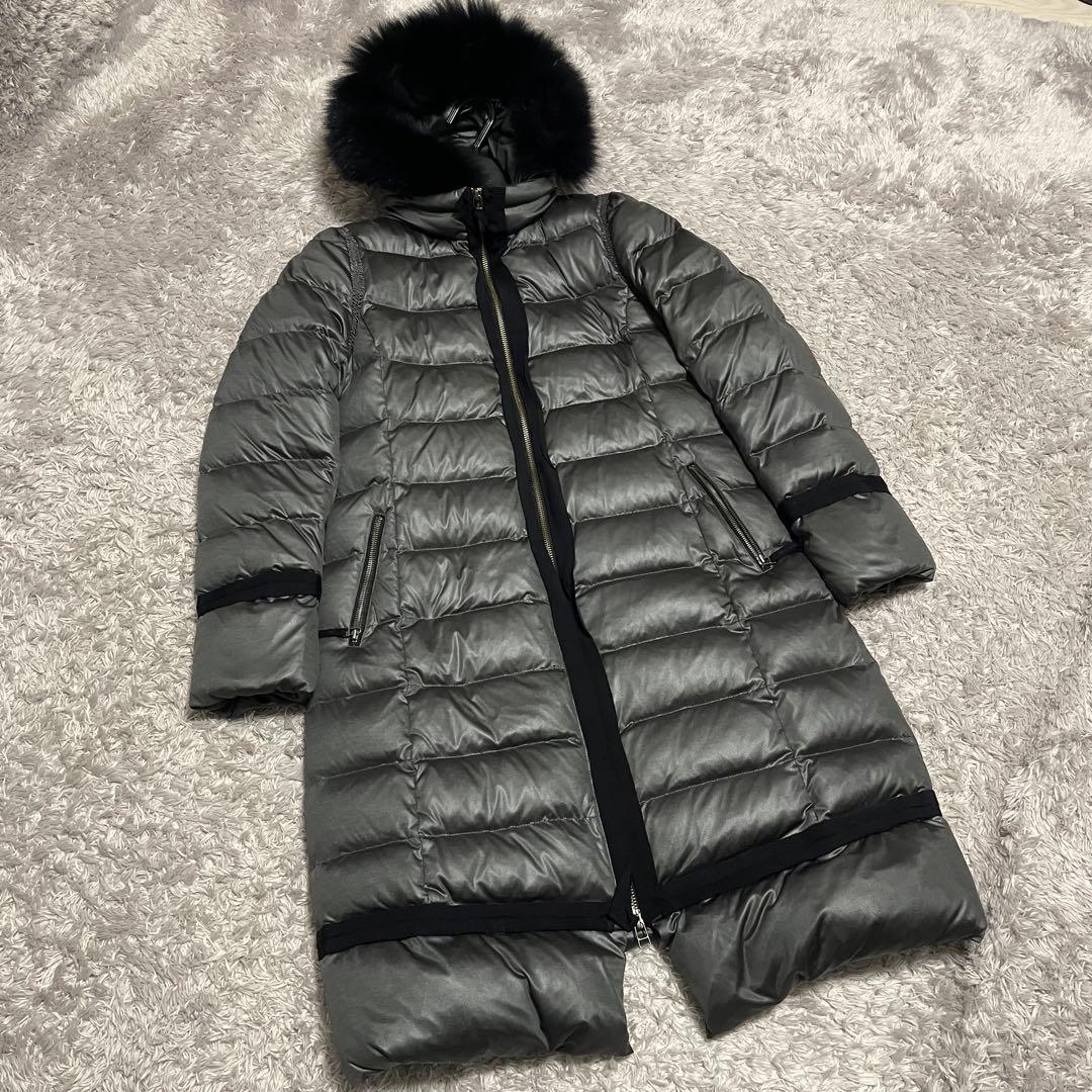 ランバンオンブルー ロングダウンコート フォックスファーフード Mサイズ　38