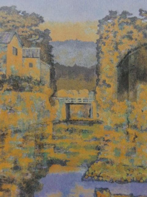 細木成實、【日暮】、希少な額装用画集画、新品高級額 額装付、状態良好