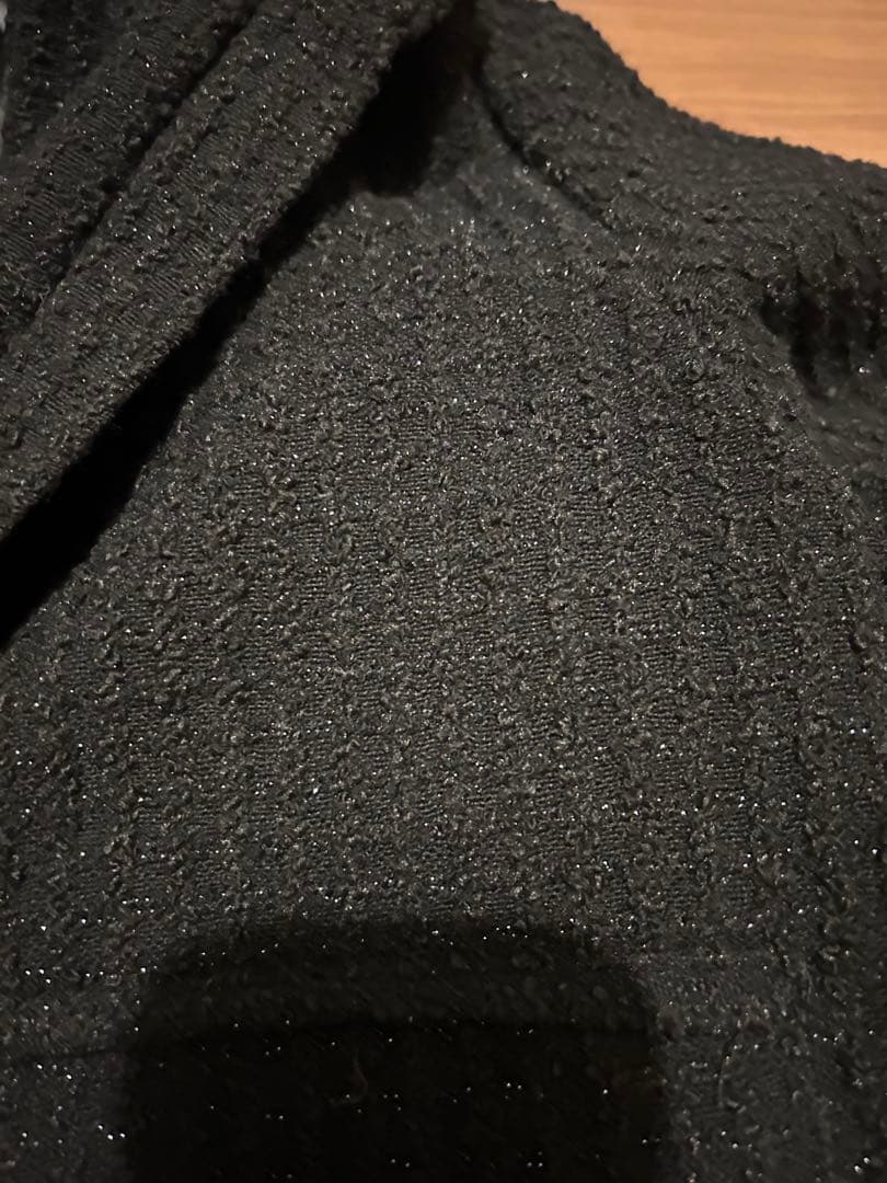 AP STUDIO ツイード黒ジップアップジャケット スタンドカラーブルゾン