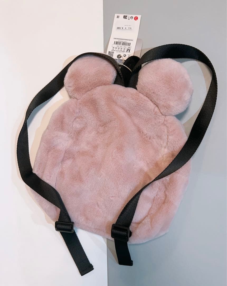 新品 ZARA DISNEY ミッキーマウス フェイクファー リュック ピンク