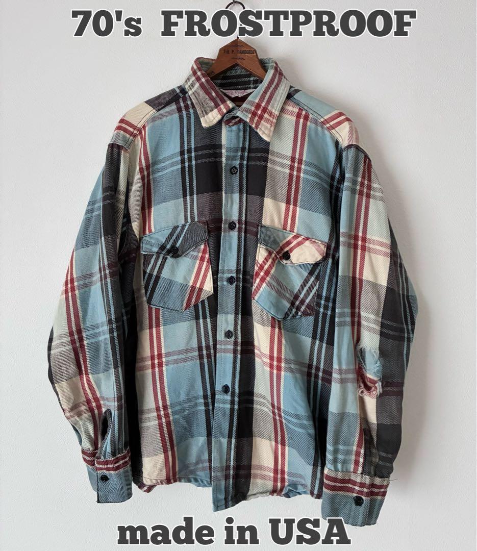 70's FROSTPROOF ネルシャツ　ヘビーネルシャツ　ボロ　ダメージ