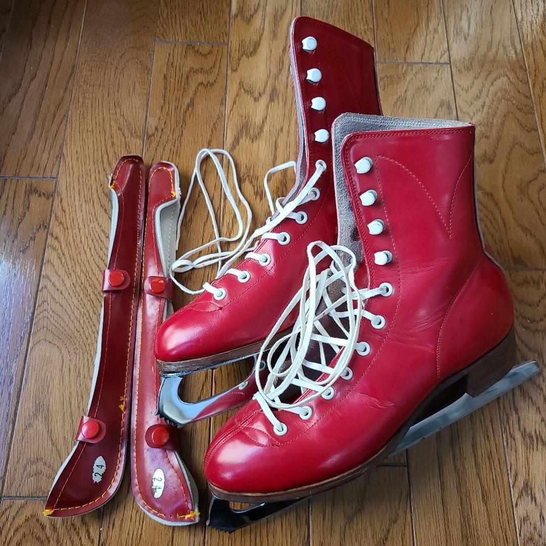 再再値下げ‼️美品‼️赤 レザー フィギュアスケート靴 - メルカリ