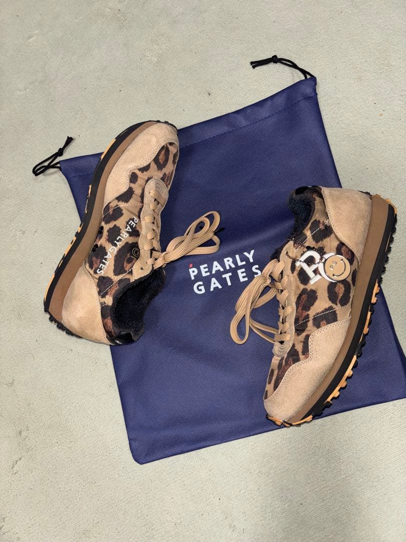 （希少）パーリーゲイツ 、レオパード柄シリーズ、ローカットシューズ、23.0cm