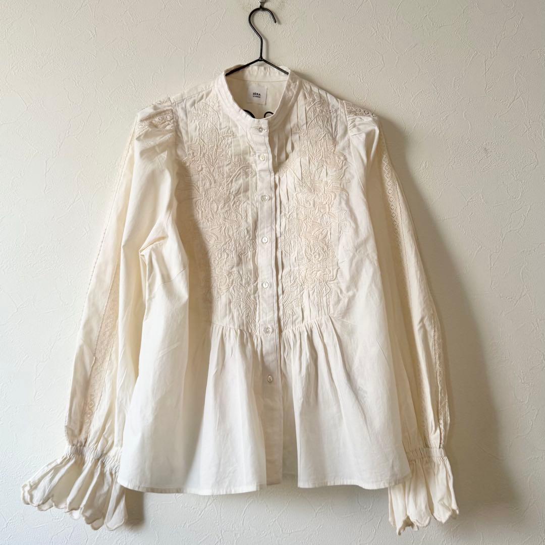 IENA LA BOUCLE 2024AW ピンタックエンブロイダリーブラウス