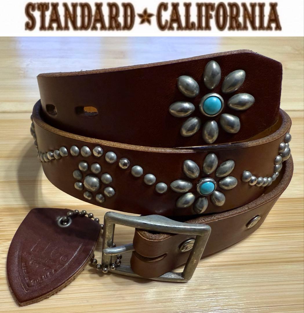 ⭐️新品⭐️HTC⭐️フラワーターコイズ⭐️シルバースタッズ⭐️ブラウンレザー⭐️30インチ