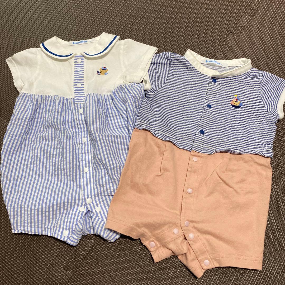 【最終値下げ】familiar ファミリアロンパース 70 2着セット