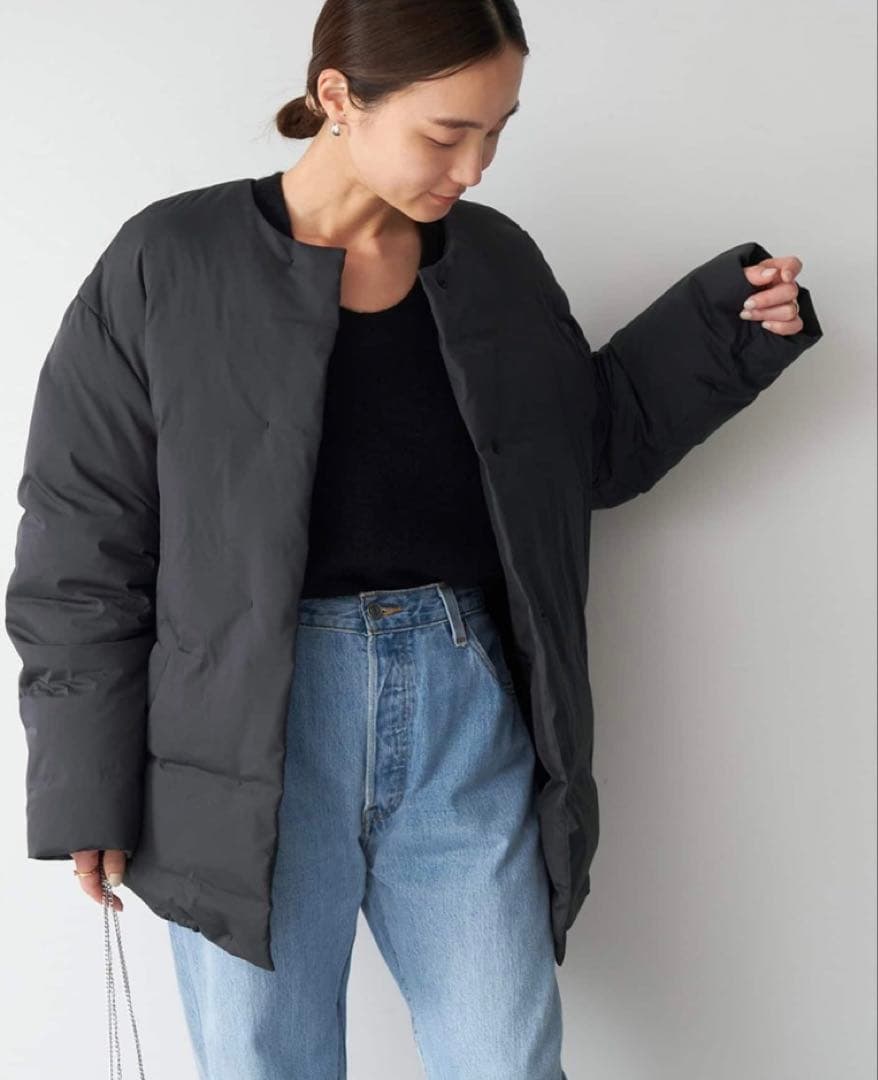 Plage SOFT MINIMAL DOWN コート38サイズ 小さいサイズ】フェイクスウェードノーカラーコート/洗える(ノーカラー