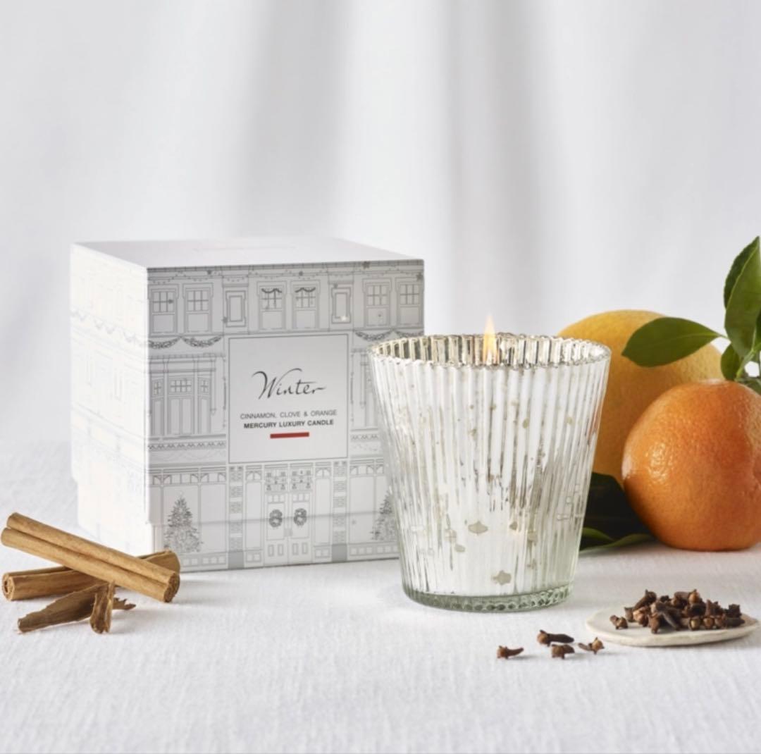＜新品・海外限定＞英国製 ウィンターラグジュアリーキャンドル シナモン＆オレンジ