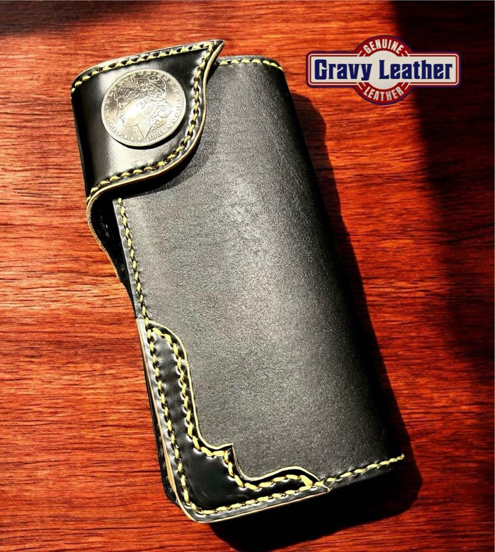 ナ*2様 Gravy Leather コードバン ロングウォレット フラットヘッ