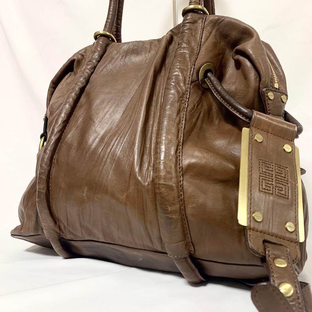 美品✨ ジバンシー　オールレザー　トートバッグ　ボストン　ブラウン　Y2K