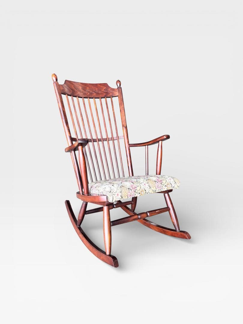 （なおさん専用）松田家具 ロッキングチェア 木製 アーム付き 花柄座面