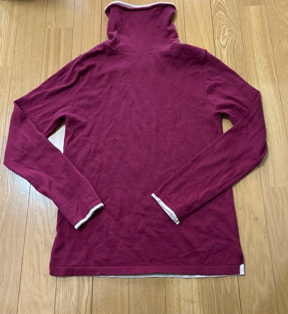 ヴィルーム　ブイルーム　ヴーム　二重襟　ボルドー×オフホワイト　タートルネック