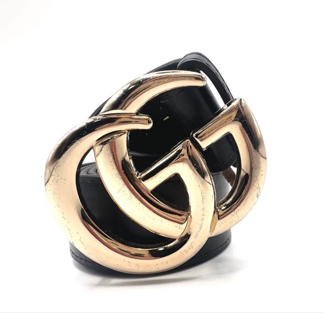 極美品✨GUCCI ベルト 黒 マーモント ゴールド金具 ダブルG GG - メルカリ