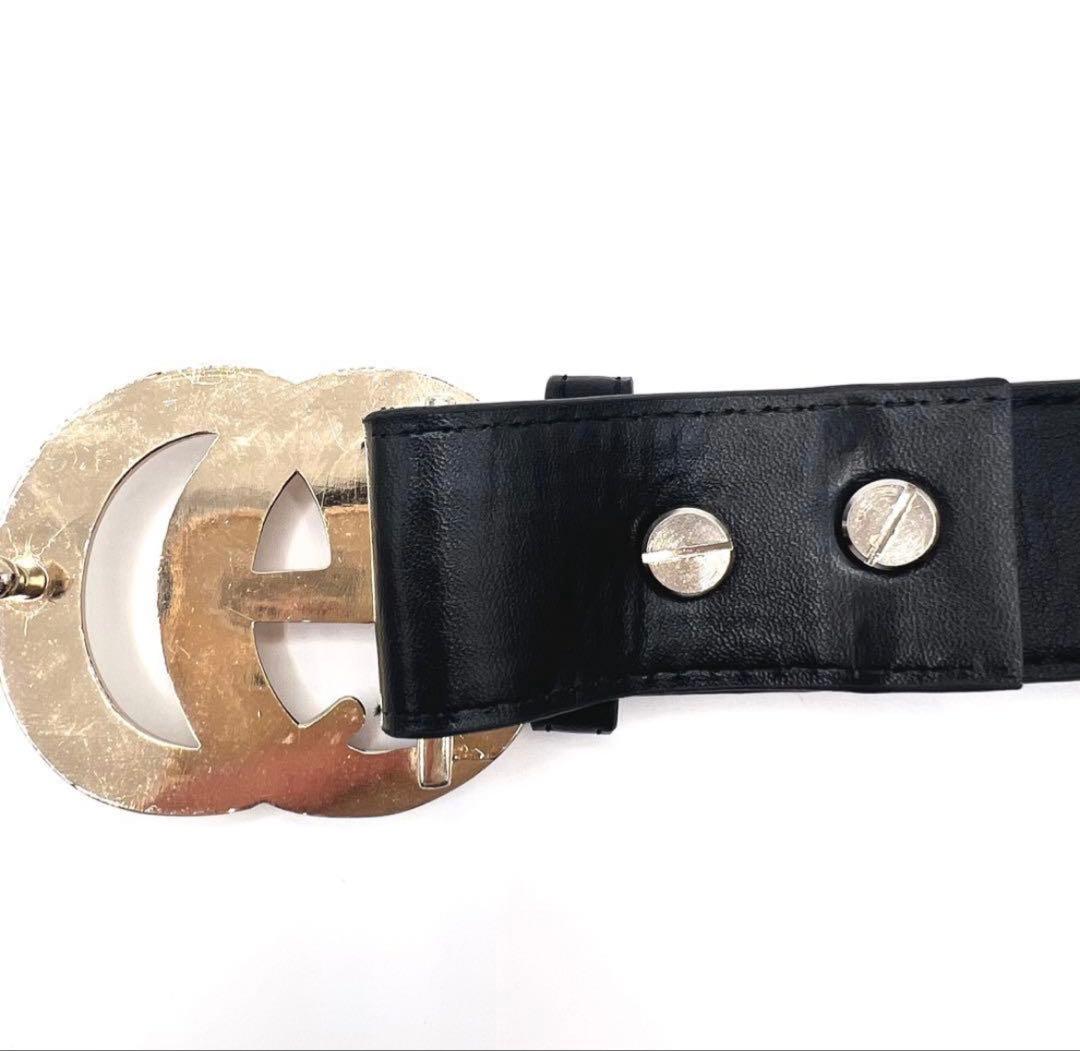 極美品✨GUCCI ベルト 黒 マーモント ゴールド金具 ダブルG GG - メルカリ