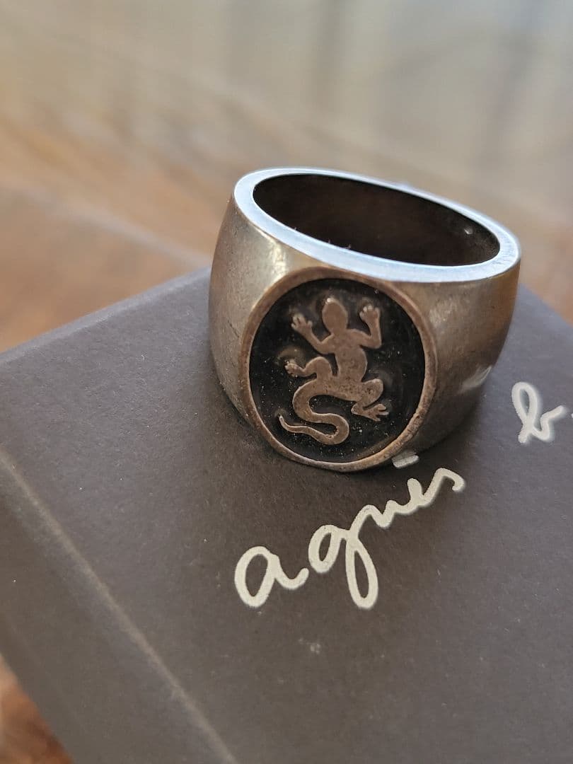 【かめ】agnes b アニエスベー メンズ シルバー色リング レザール