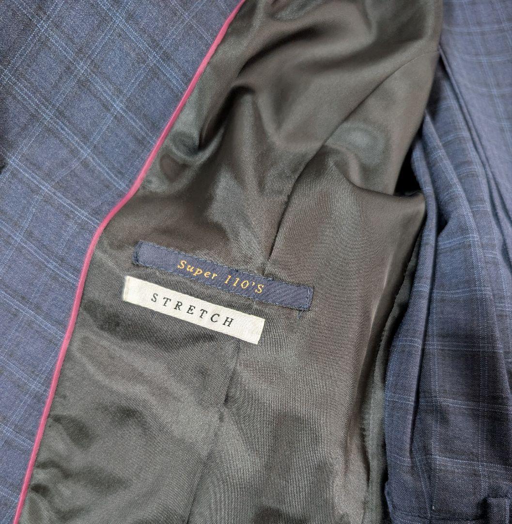 ヒルトン スーツ ネイビー チェック 11号 super110's - メルカリ