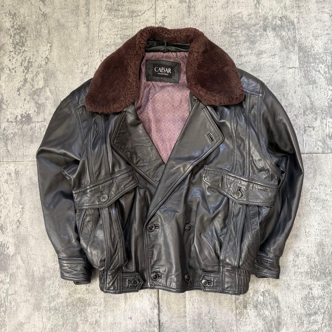 90S【CAESAR】M レザー ボンバージャケット フライト 短丈 - メルカリ