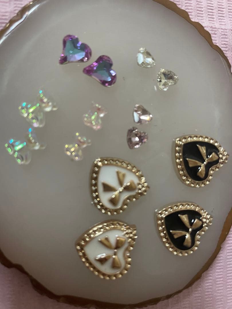 6→ネイルパーツ 14個 ハート クマ ストーン デコネイル ネイル用品