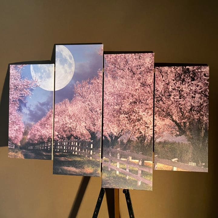 キャンバス プリントアート 満月と桜 インテリア 絵画