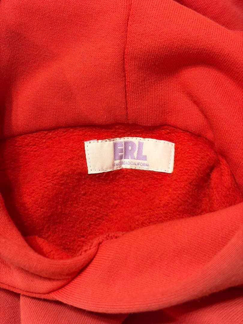 美品ERLカラーブロックデザイン パーカービッグシルエット裏フリース#L