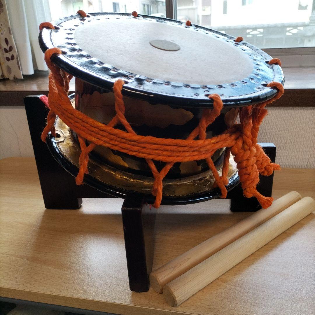 （ふわふわ様ご依頼商品です）良品　締太鼓　附締太鼓　和太鼓本体-バチ付き　中古品