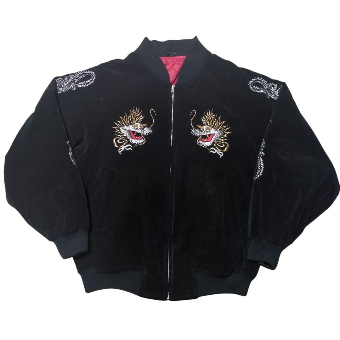 90s 別珍 スカジャン スーベニアジャケット 日本製 ベロア スカジャン スーベニアジャケット 90s ベロア 別珍 鷹 龍 横須賀 全面