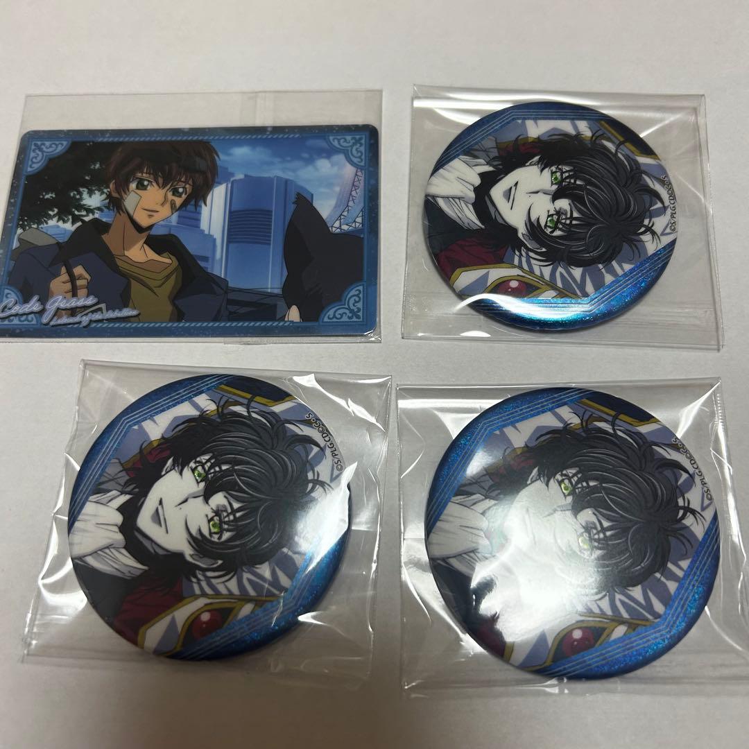 コードギアス 反逆のルルーシュ スザク ホロ EYE 缶バッジ 3点、カード