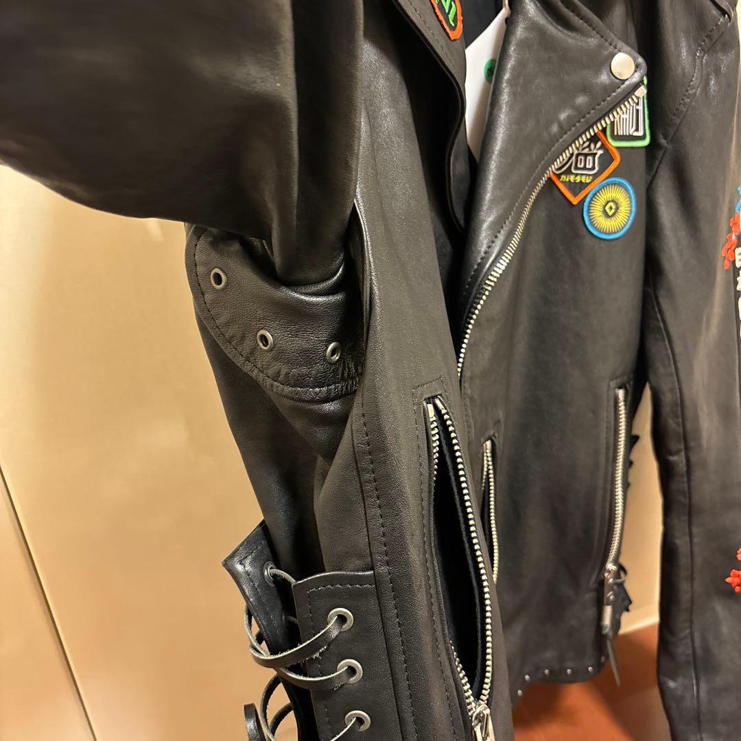 新品 未使用品 ディーゼル ダブル ライダース 羊革 ジャケット 刺繍