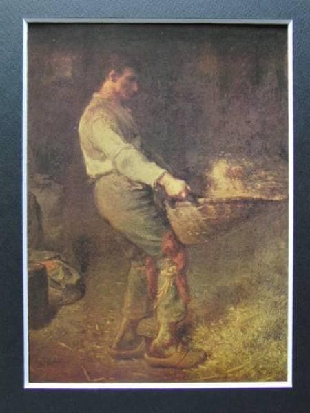 ジャン＝フランソワ・ミレー、【箕をふるう人】、希少な額装用画集より、状態良好