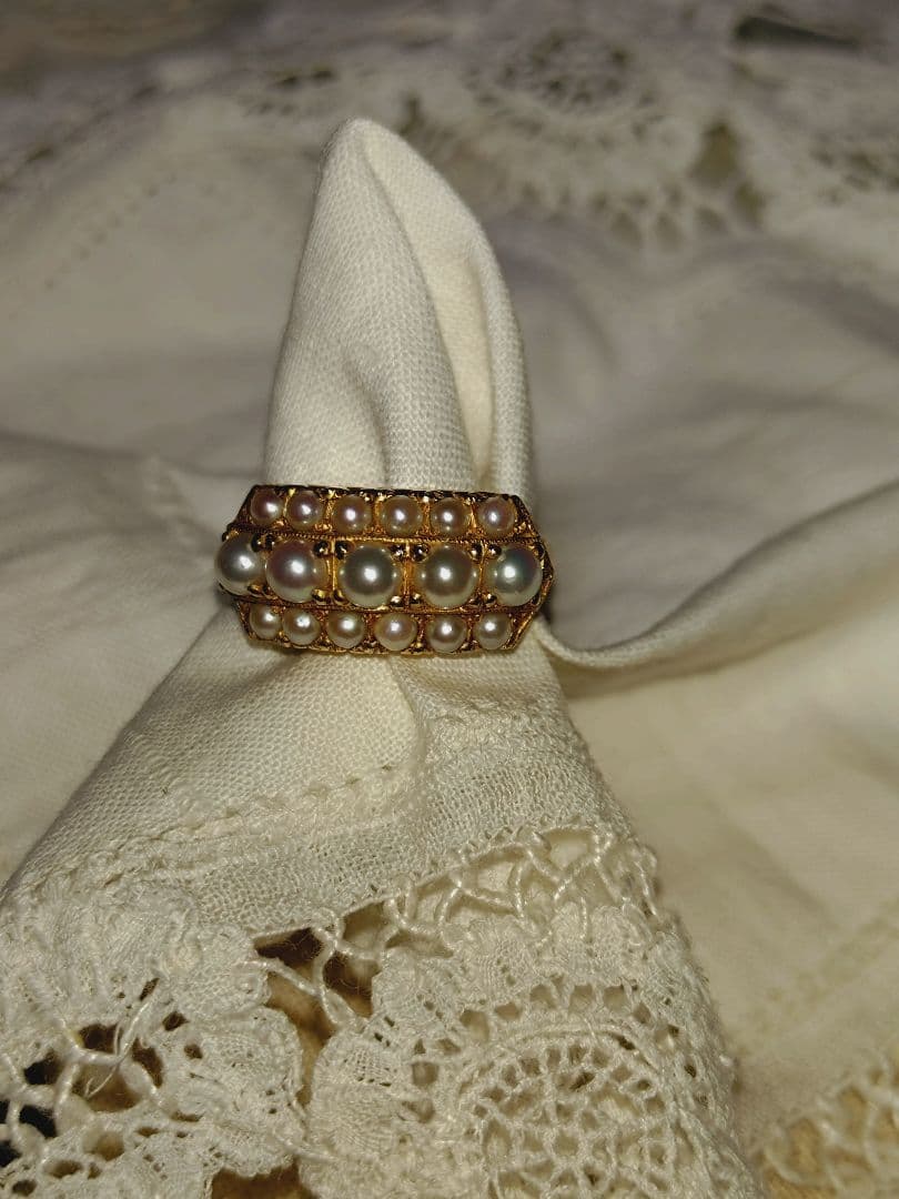 k18 ベビーパールリング ヴィンテージ 昭和レトロリング - メルカリ