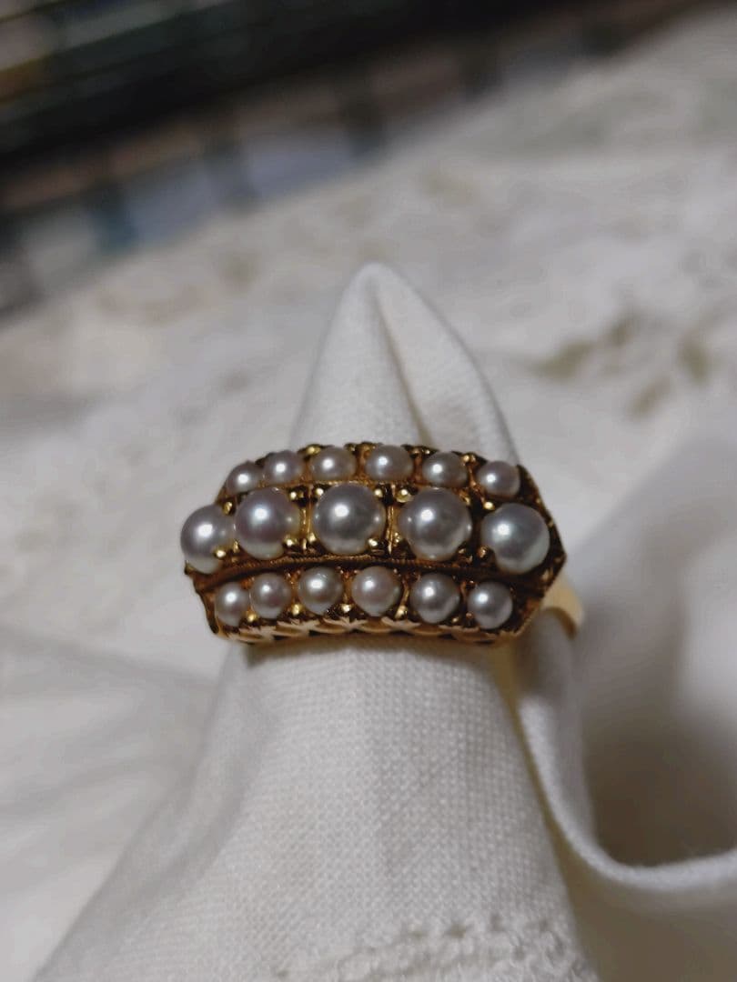 k18 ベビーパールリング ヴィンテージ 昭和レトロリング - メルカリ
