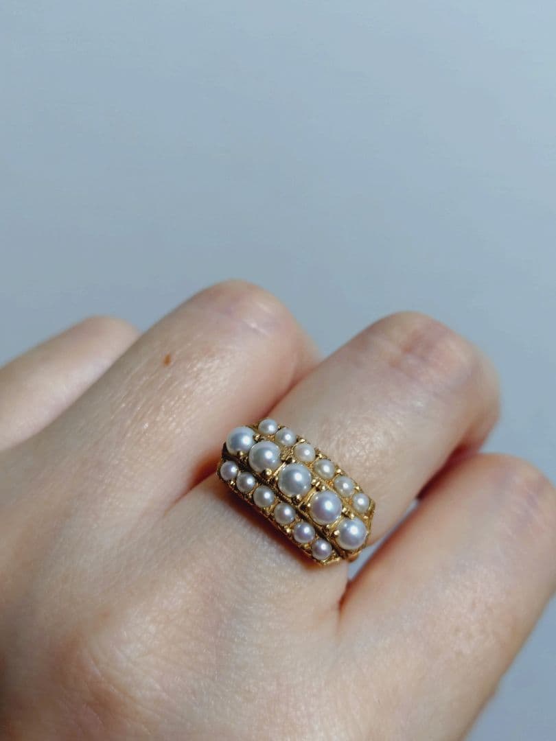 k18 ベビーパールリング ヴィンテージ 昭和レトロリング - メルカリ