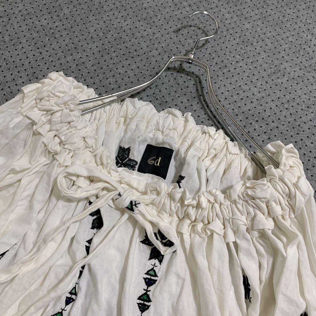 希少 dahl'ia ダリア× 6 ROKU ギャザー ブラウス 刺繍 リボン - メルカリ