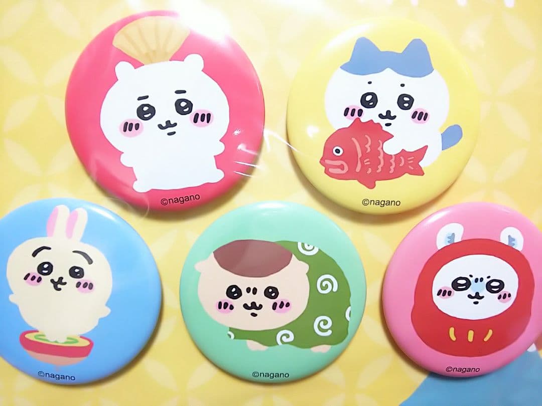 新品未開封】 缶バッジ5個セット ちいかわハッピーバッグ2022 寅年
