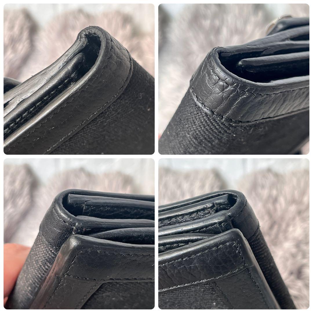 GUCCI✨GGキャンバス シルバーロゴ Wホック ブラック シボレザー 長財布