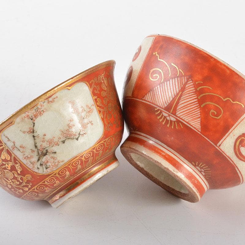 九谷焼 大日本九谷 清閑製 赤絵金彩 盃 二客 時代箱付 G R6476 - メルカリ
