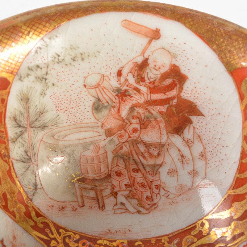 九谷焼 大日本九谷 清閑製 赤絵金彩 盃 二客 時代箱付 G R6476 - メルカリ