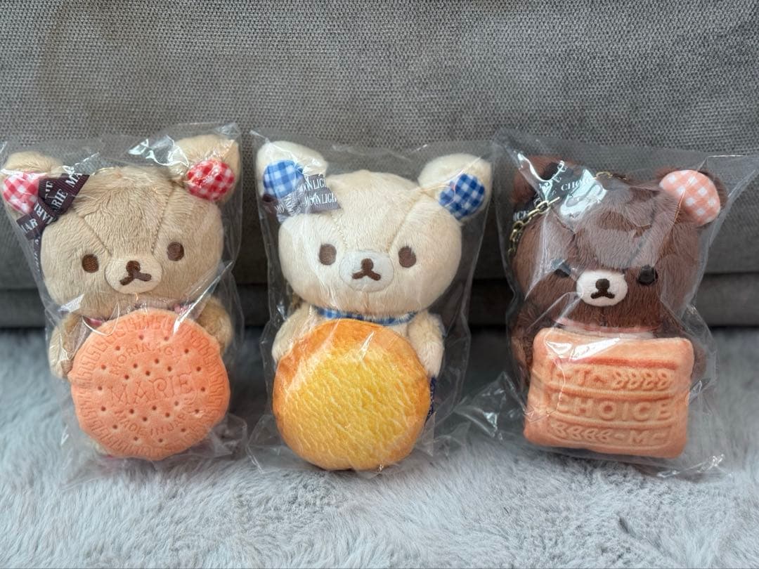 【新品】リラックマと森永ビスケット　コラボ ぶらさげぬいぐるみ3点セット