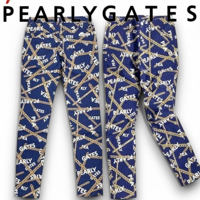 パーリーゲイツ ゴルフ コットン混 総柄 ストレッチパンツ ゴルフ