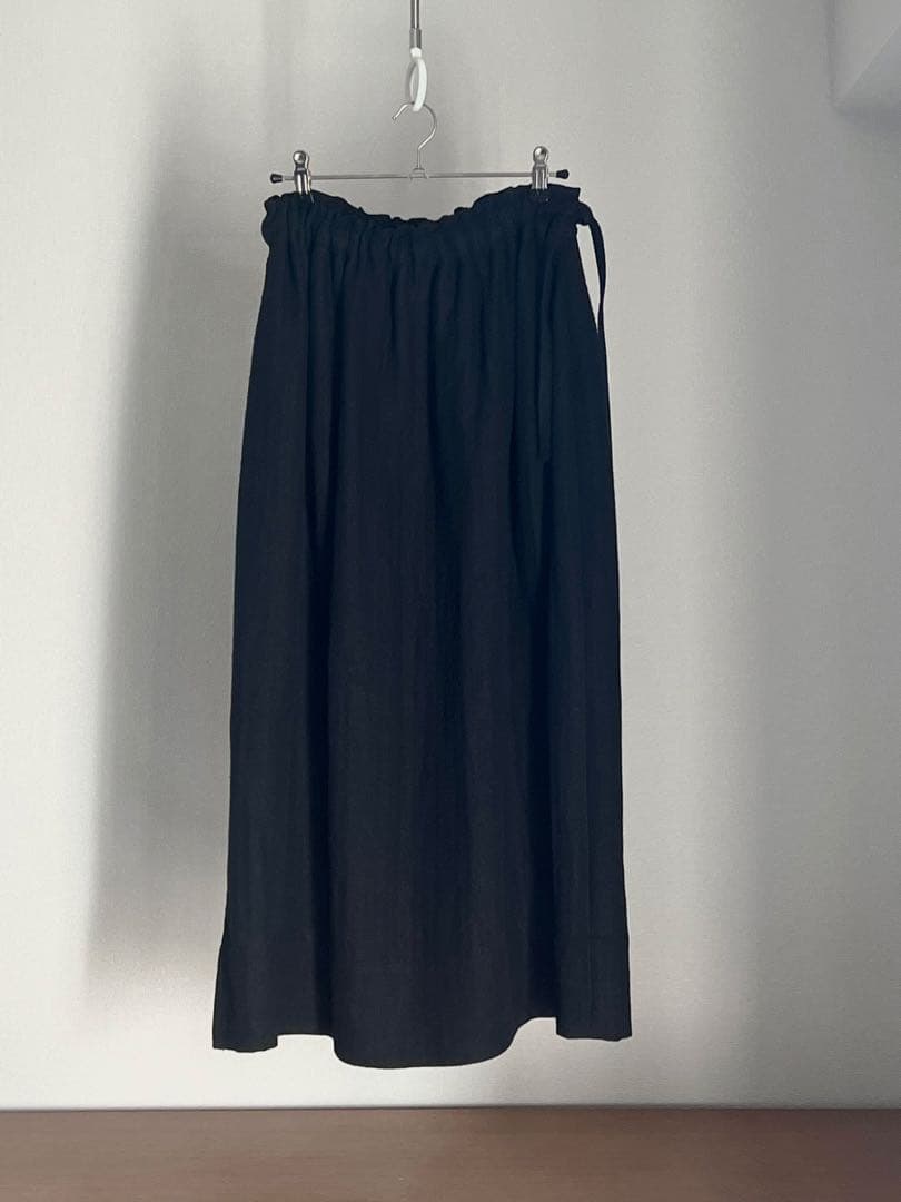 SALUE リネン　ロングスカート　【ブラック】