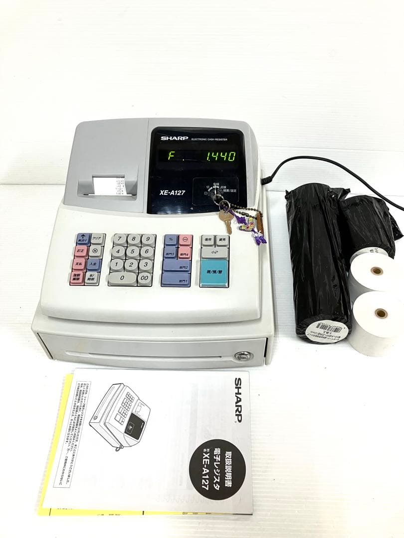 SHARP シャープ◆電子レジスタ XE-A127 取説／未使用ロール紙 9巻付