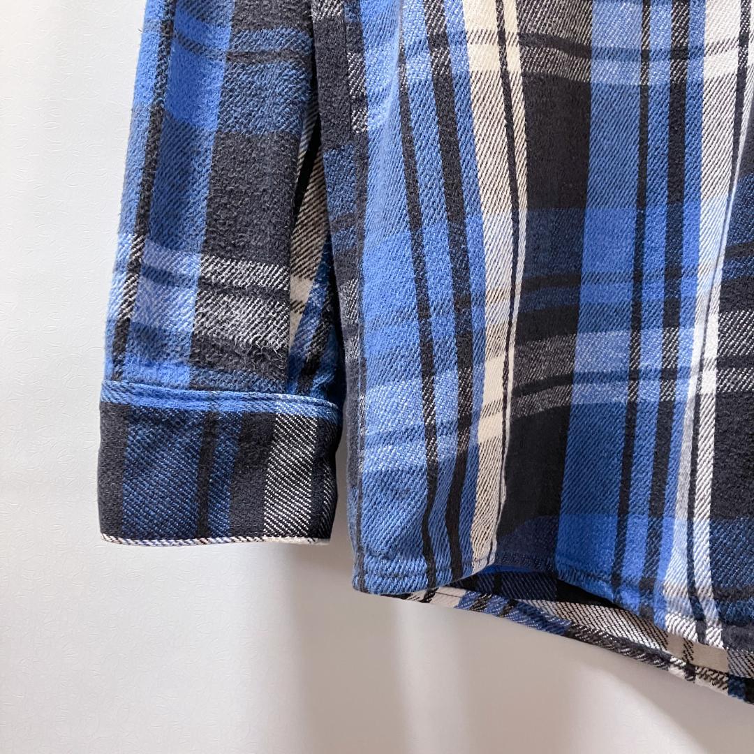 神配色】90s FIVE BROTHER ネルシャツ 青・黒・白 チェック