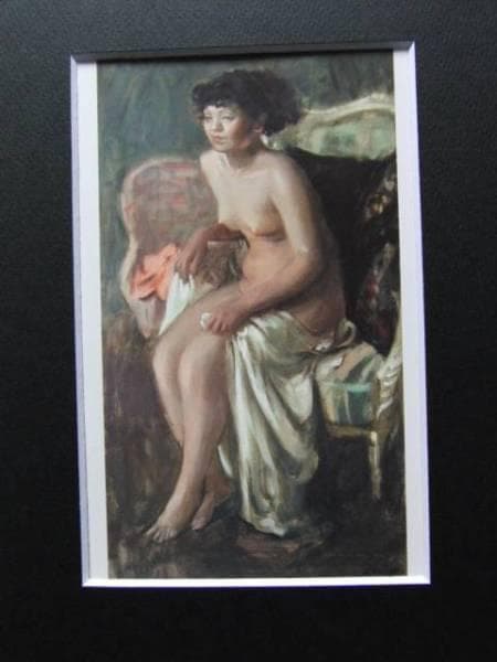 小磯良平、【裸婦】、希少な大判額装用画集より、美品、新品額装付