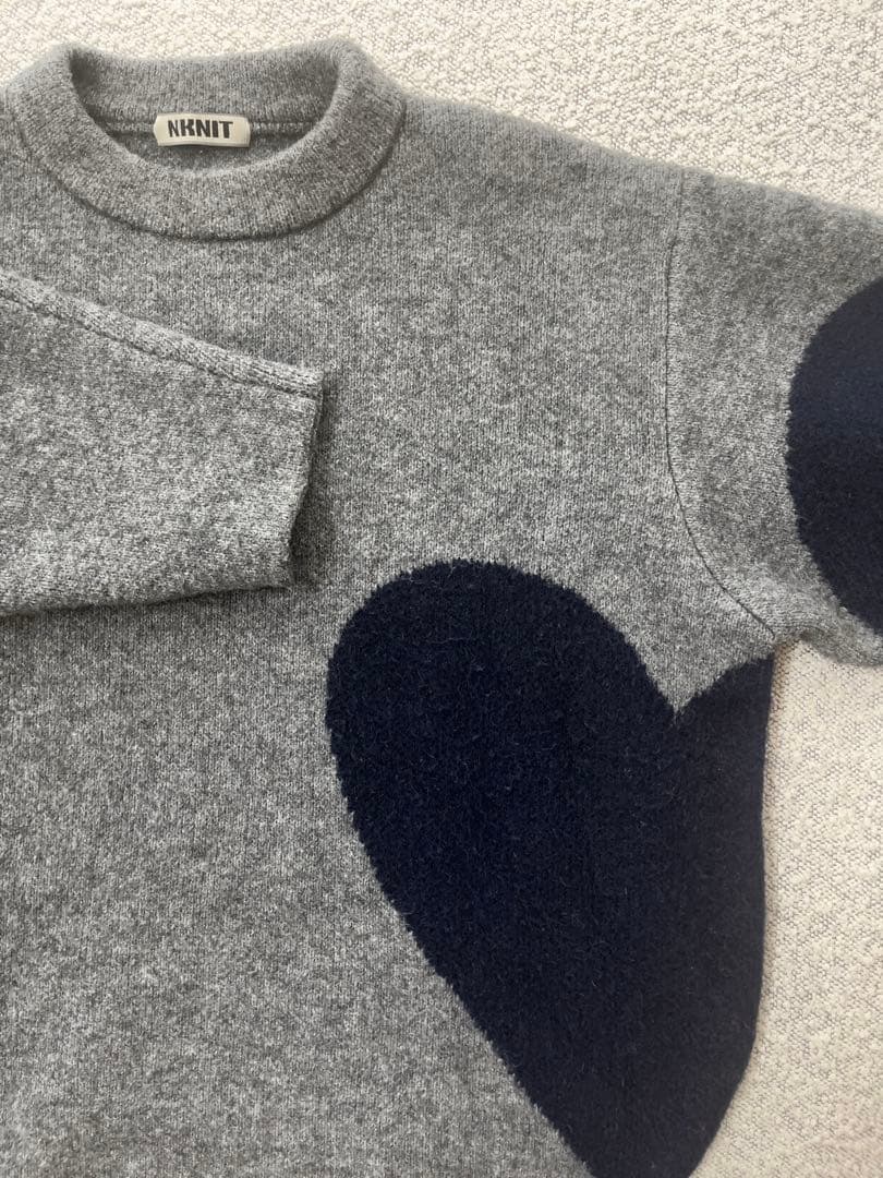 nknit ンニット グレー ハート柄 ニットセーター 0サイズ レディース