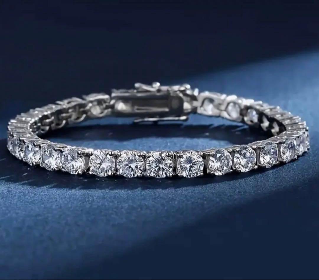 【話題沸騰】モアサナイト×S925 テニスチェーンブレスレット（3mm約5ct）