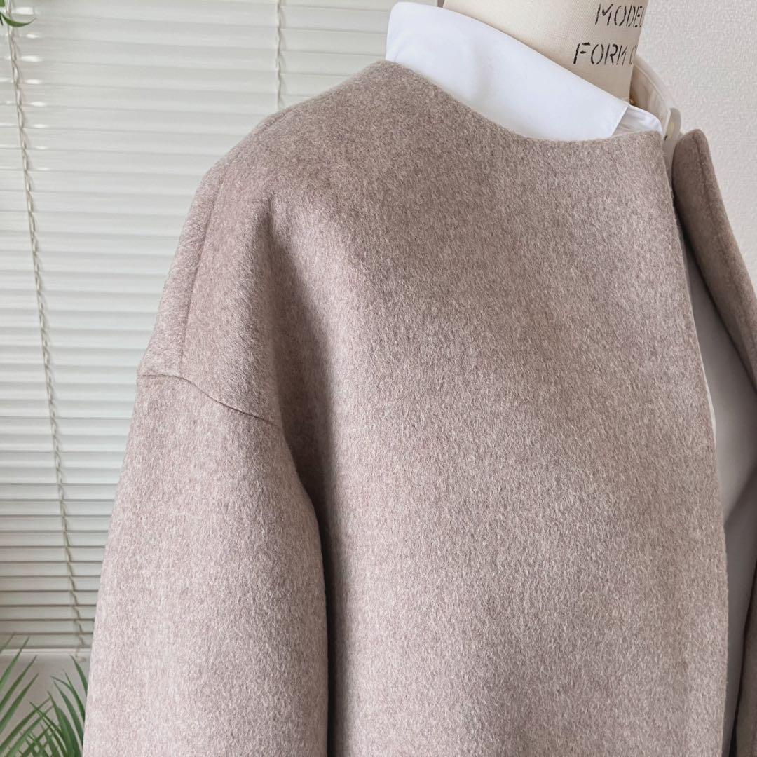 美品】【2024AW】IENAシャルムビーバーAラインコート ノーカラーコート